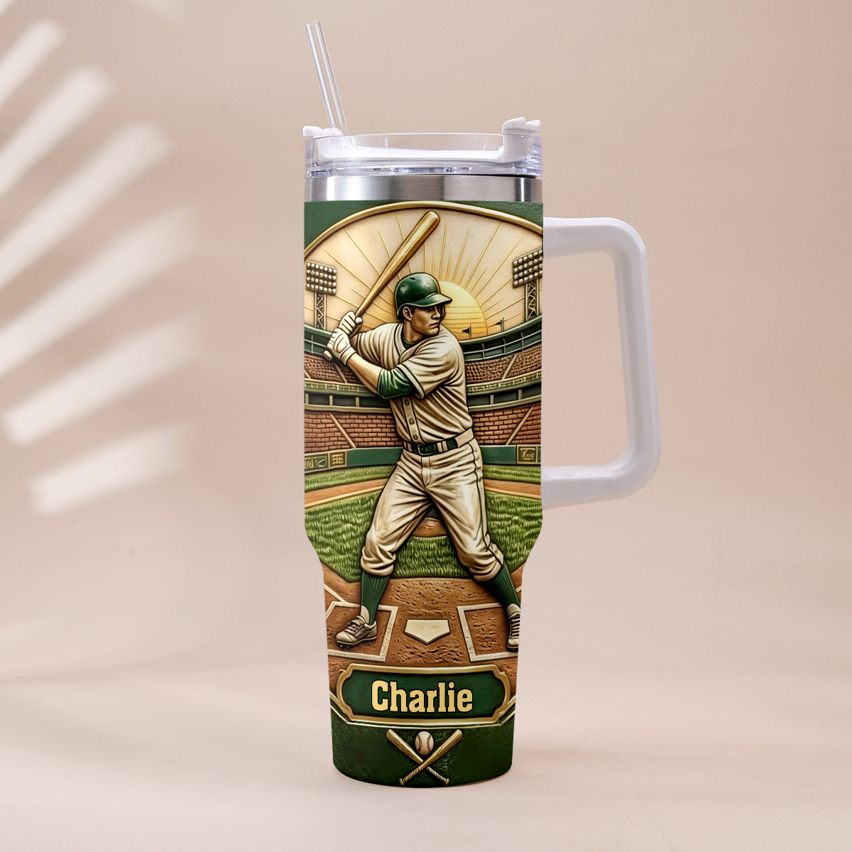 We Caught The Best Dad - Personalized Baseball Tumbler With Handle