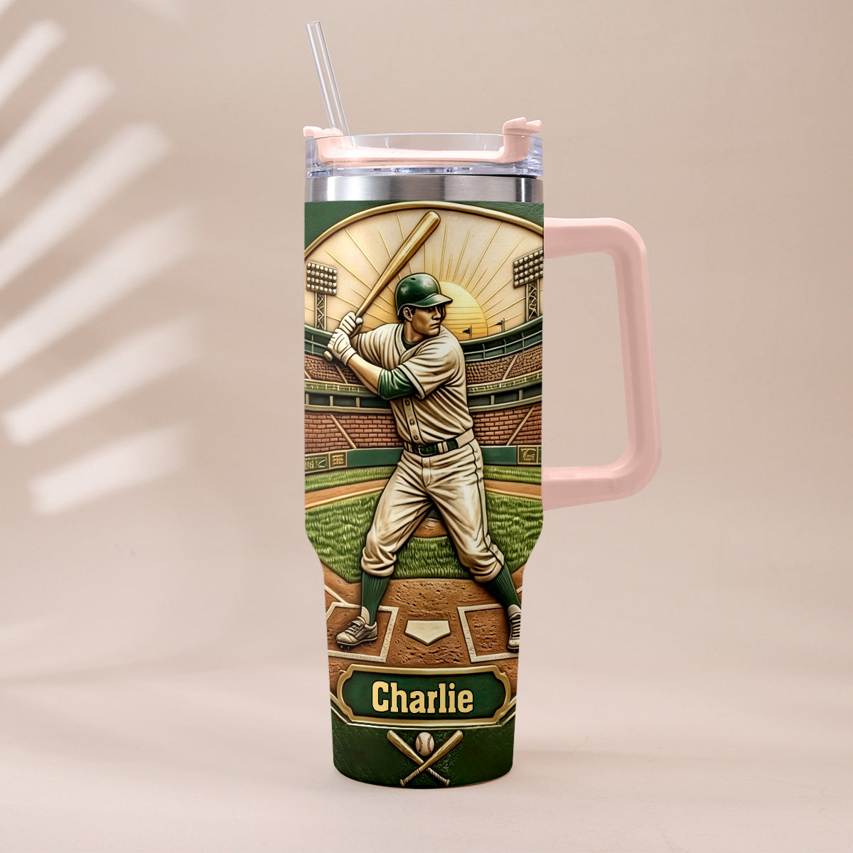 We Caught The Best Dad - Personalized Baseball Tumbler With Handle