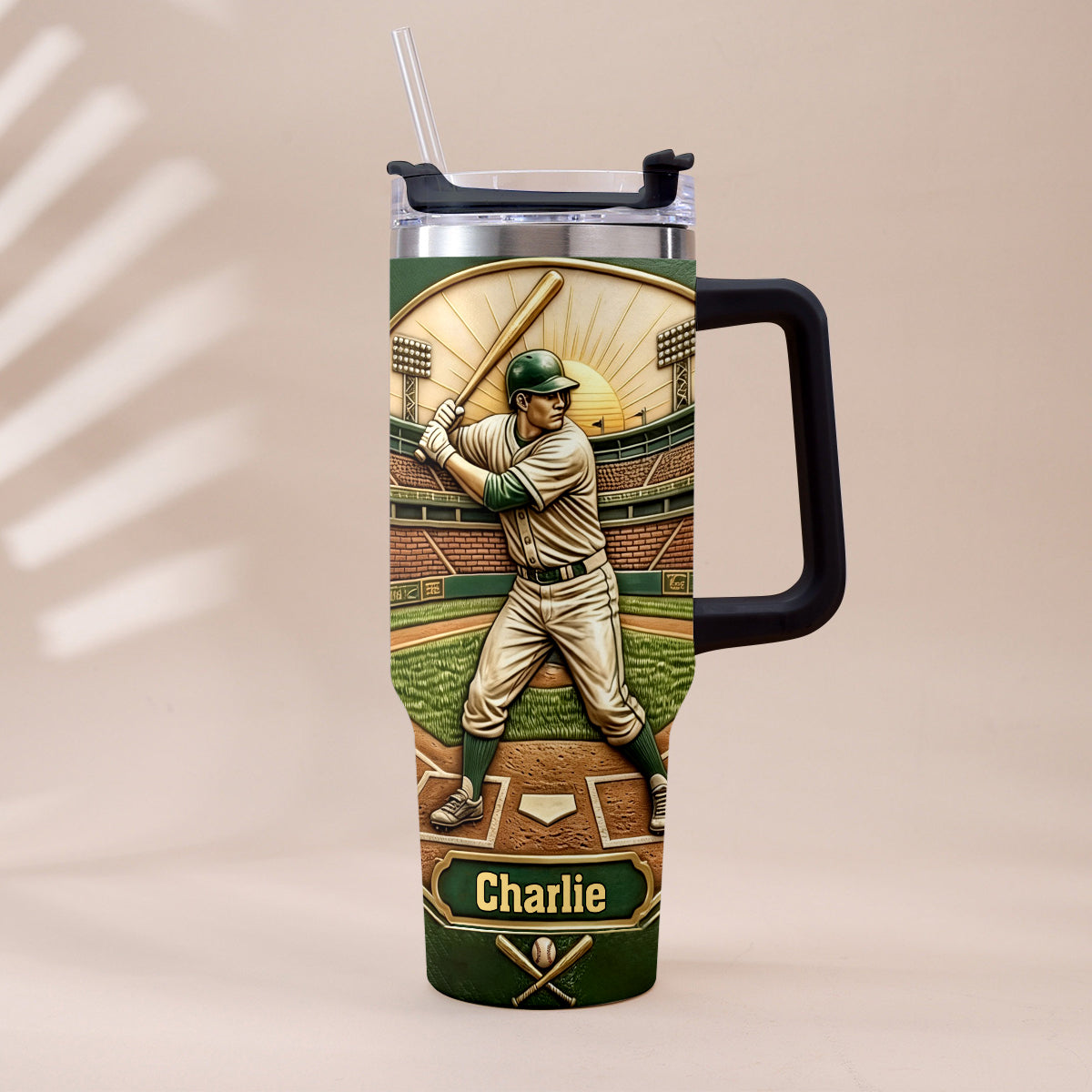 We Caught The Best Dad - Personalized Baseball Tumbler With Handle