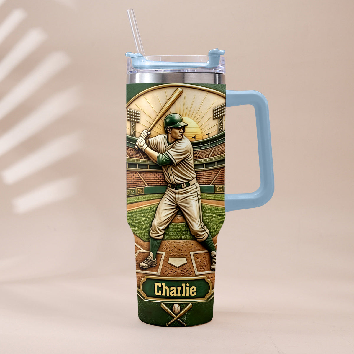 We Caught The Best Dad - Personalized Baseball Tumbler With Handle