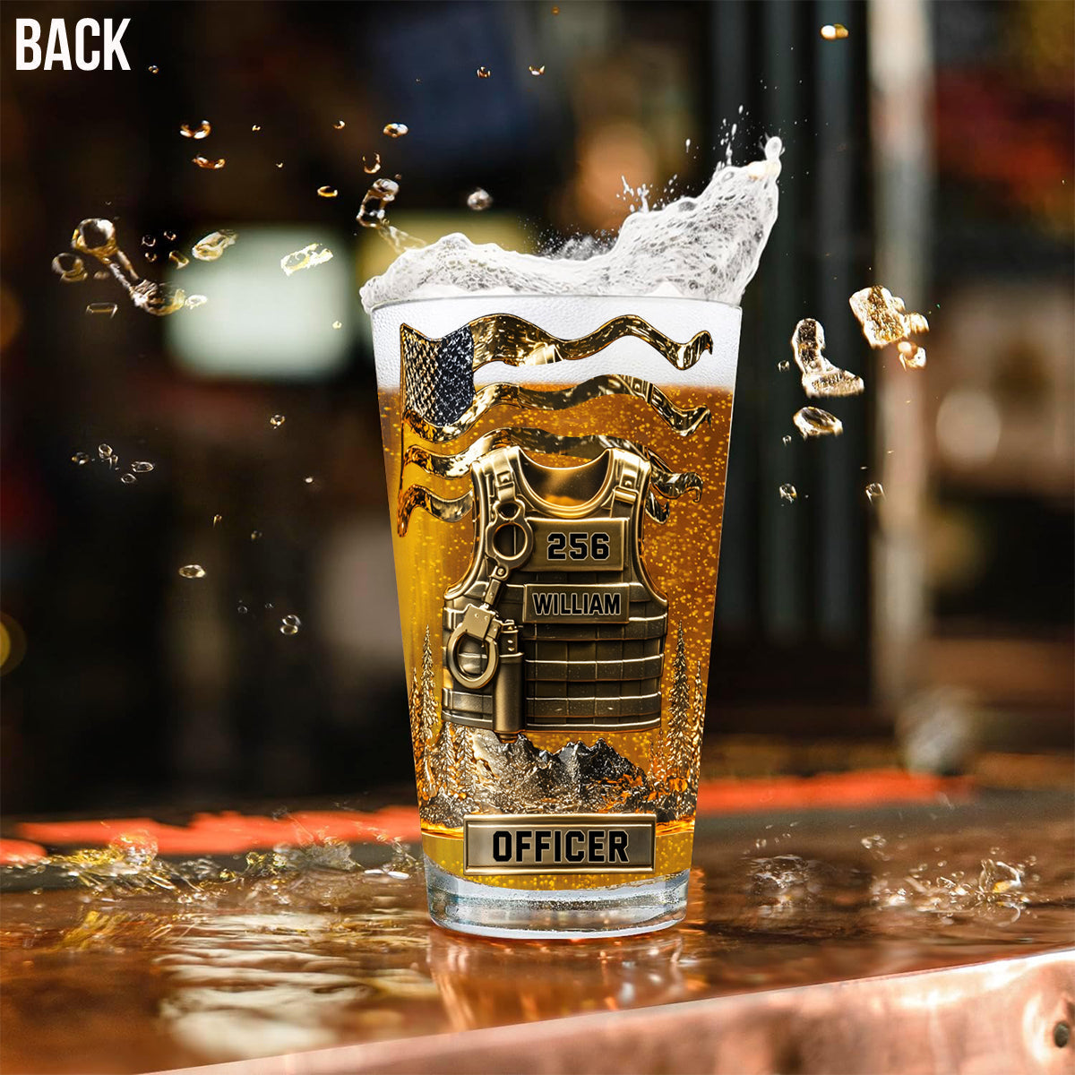 Serve And Protect - Personalized Police Officer Beer Glass