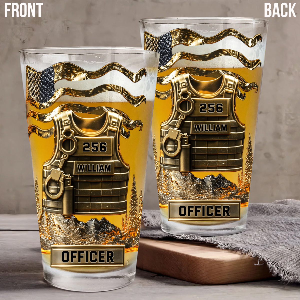 Serve And Protect - Personalized Police Officer Beer Glass