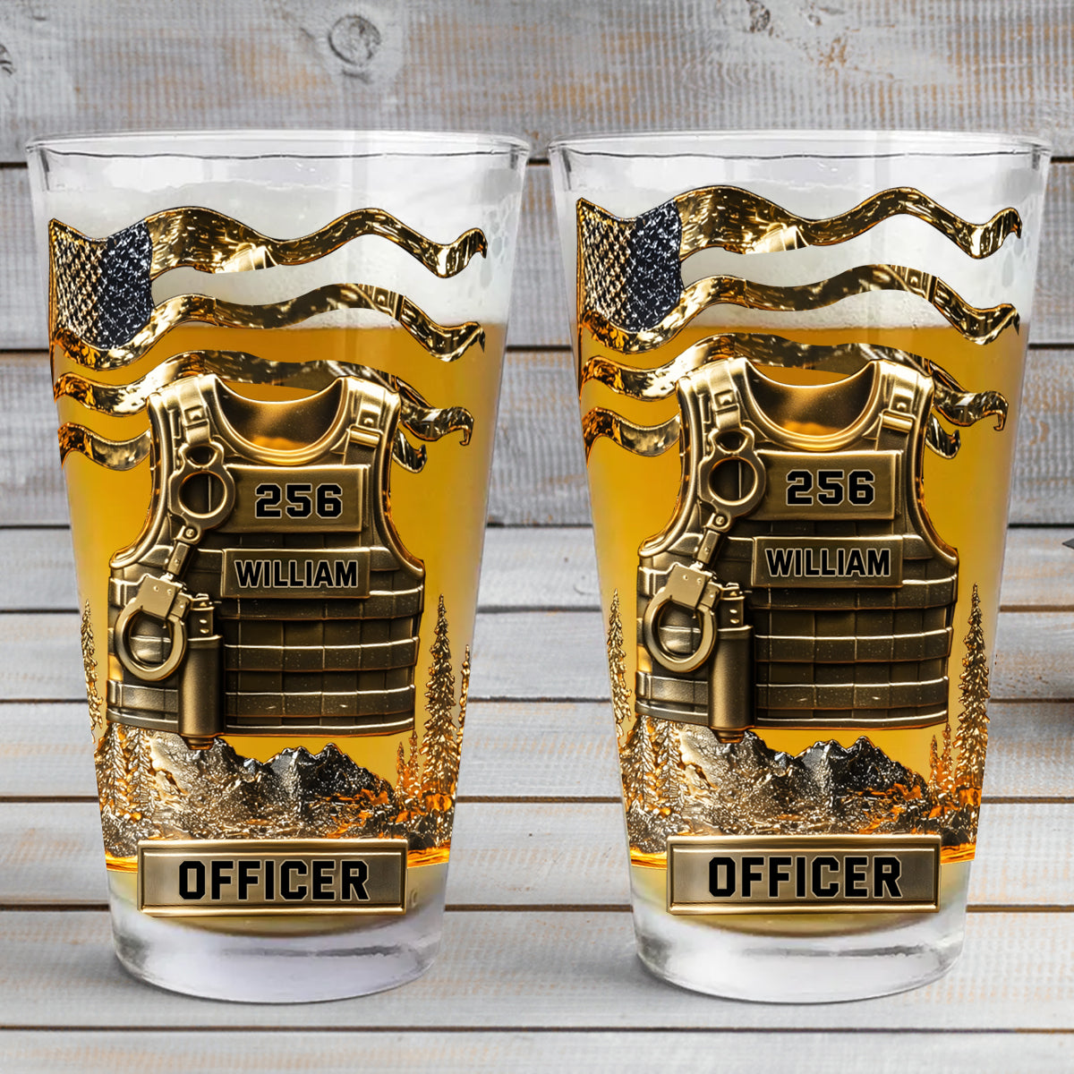 Serve And Protect - Personalized Police Officer Beer Glass
