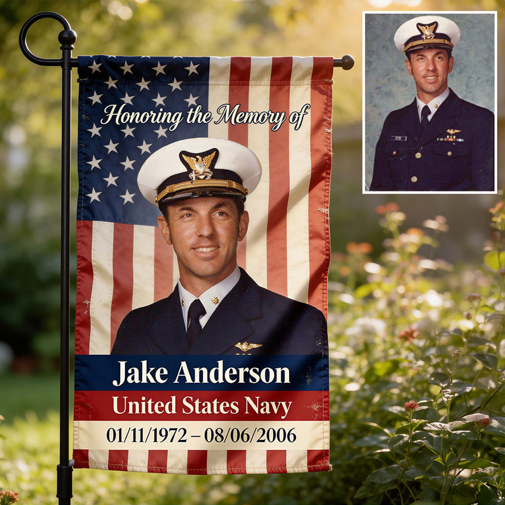 Military Memorial - Personalized Veteran Garden Flag