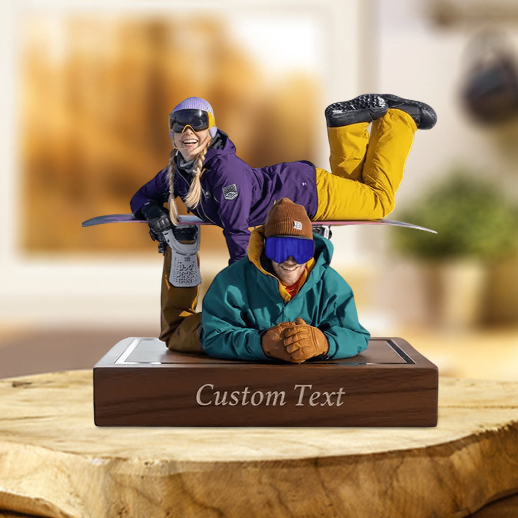 Skiing Makes Me Happy - Personalized Skiing Custom Shaped Acrylic Plaque