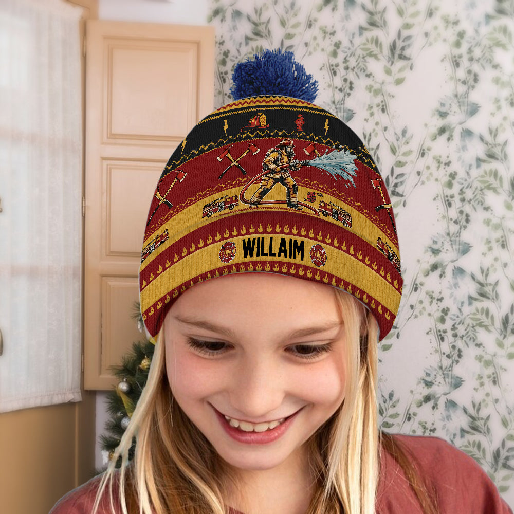 Perfect Gift For Firefighter - Personalized Firefighter Beanie Hat