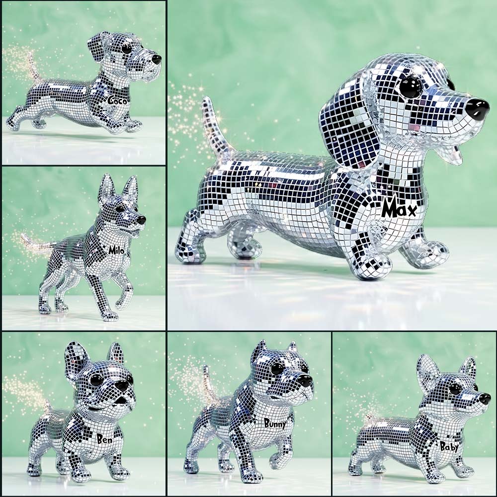 Mosaic Disco Cute Dogs - Personalized Dog Custom Shaped Acrylic Plaque