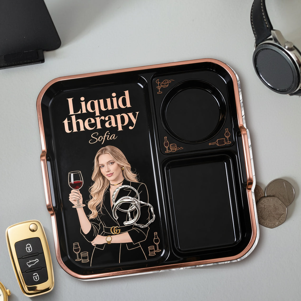 Relax Time With Wine - Personalized Wine Catch-All Tray