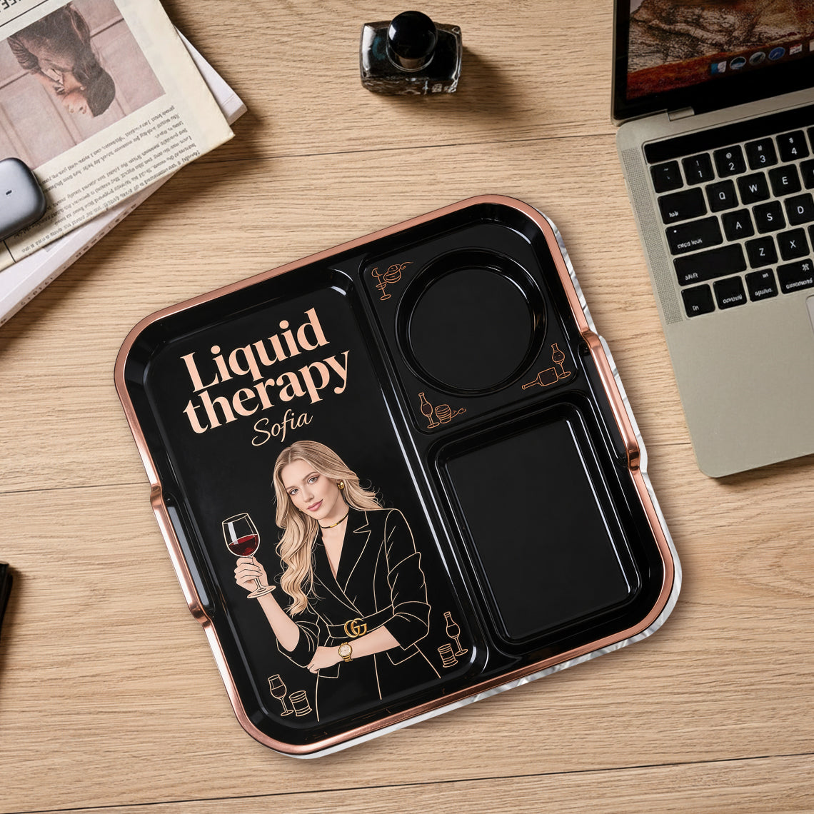 Relax Time With Wine - Personalized Wine Catch-All Tray