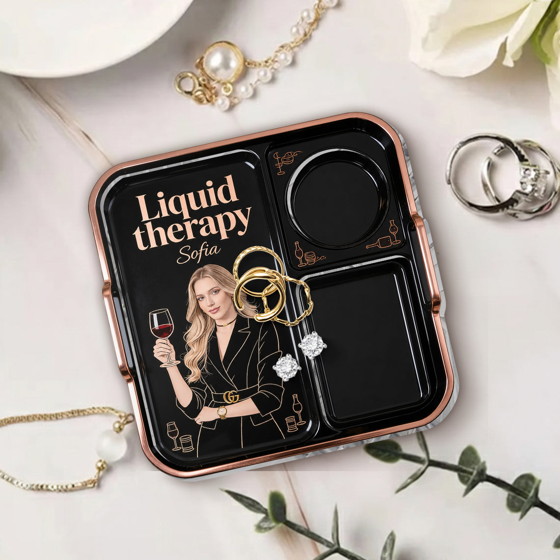Relax Time With Wine - Personalized Wine Catch-All Tray