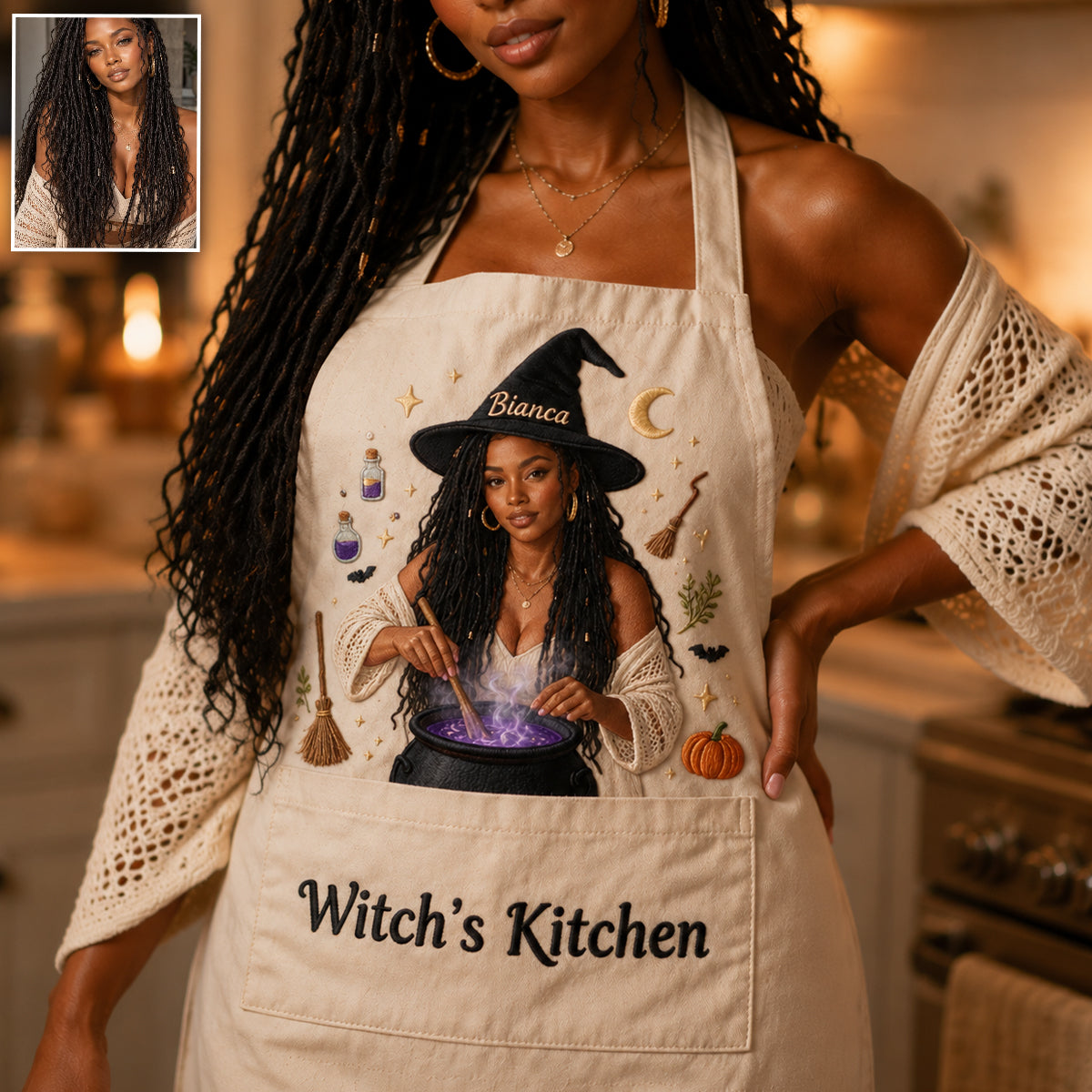 Witch's Kitchen - Personalized Witch Apron With Pockets