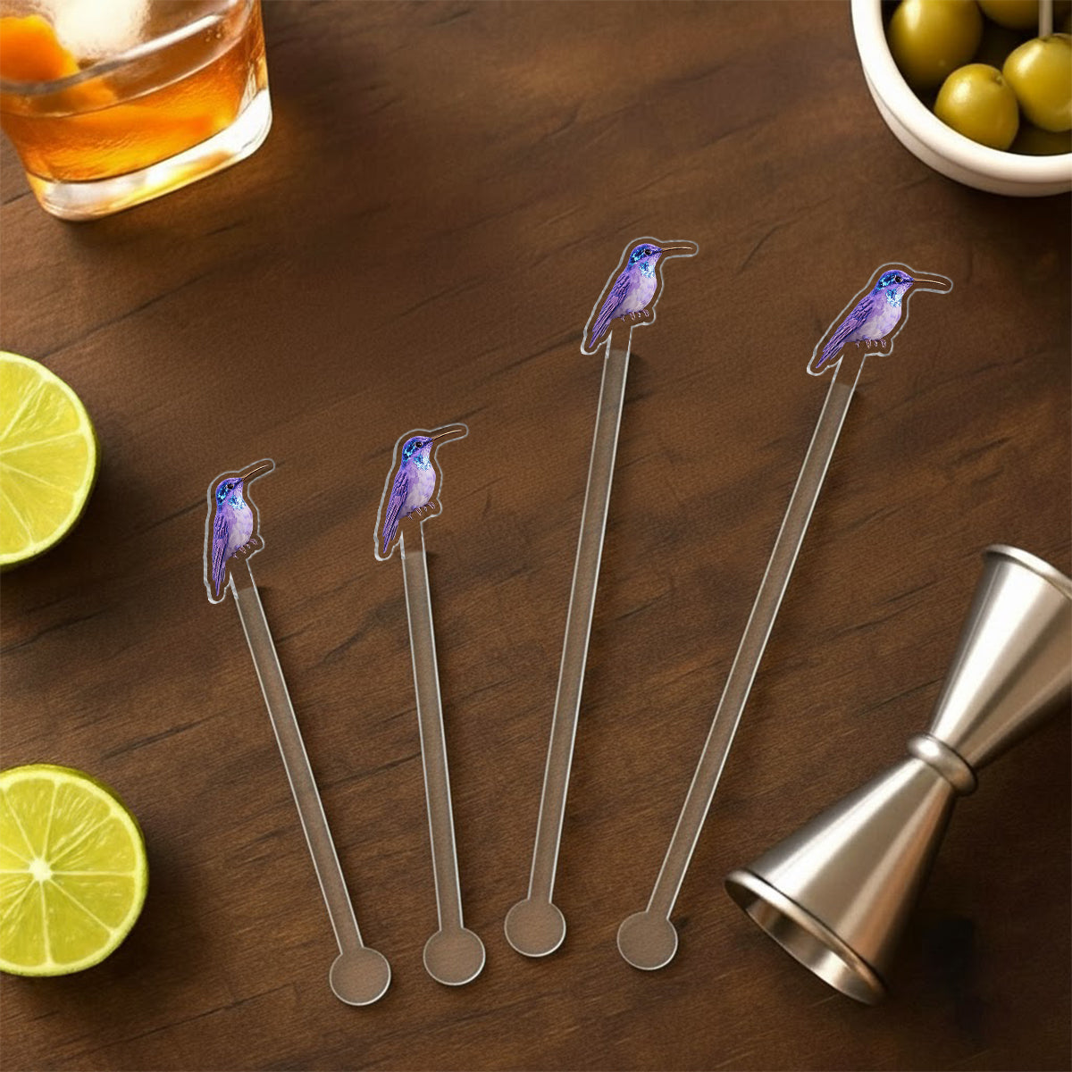 Stunning Hummingbird - Personalized Hummingbird Set Accent Mug with Acrylic Stirrers