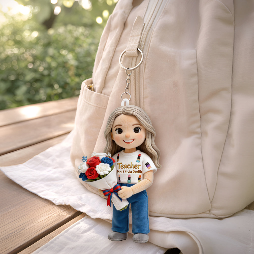 Teaching Is a Work Of Heart - Personalized Teacher Plush Keychain