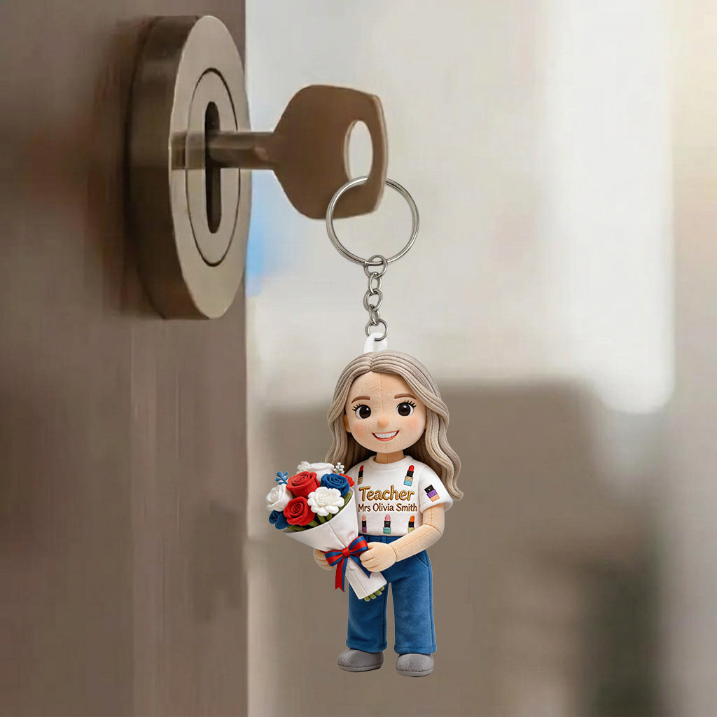 Teaching Is a Work Of Heart - Personalized Teacher Plush Keychain