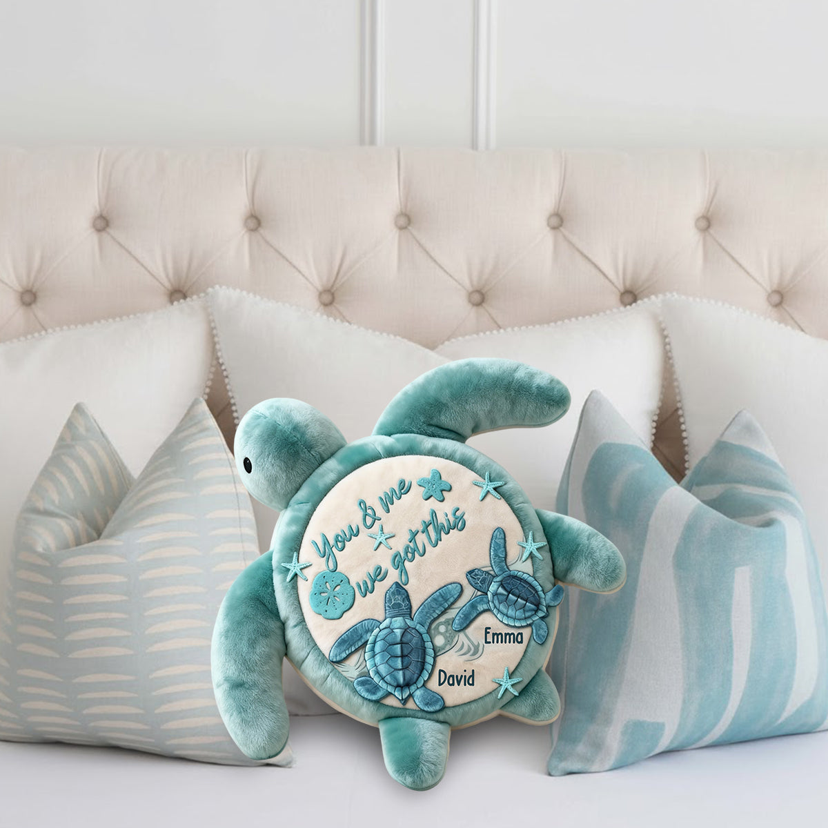 You & Me We Got This - Personalized Turtle Faux Fur Shaped Pillow