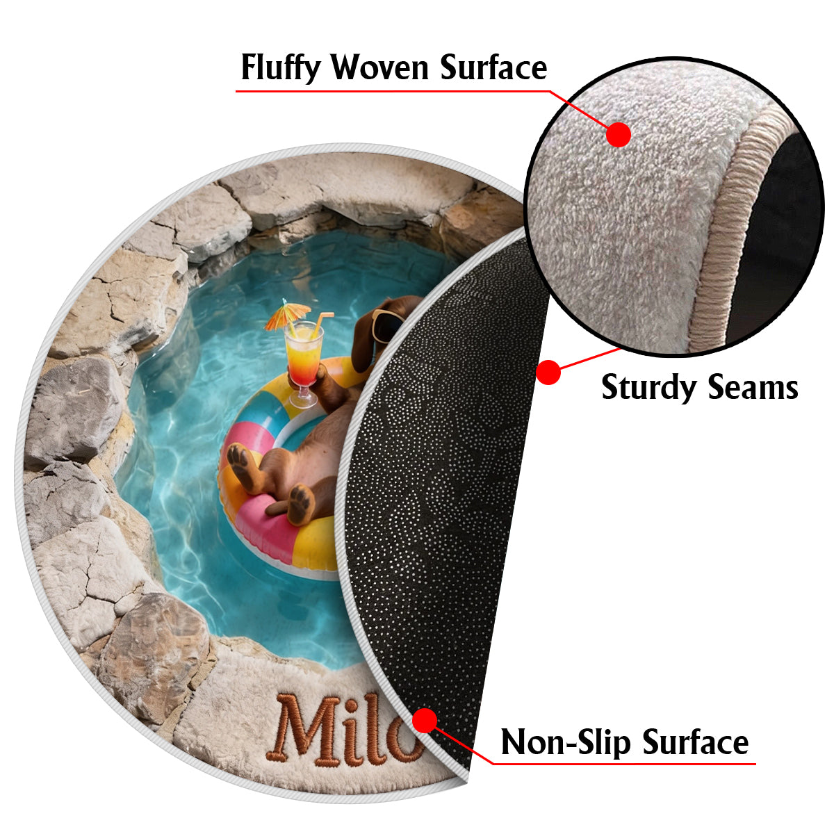 Summer Vibes - Personalized Dog Non-Slip Tufted Rug