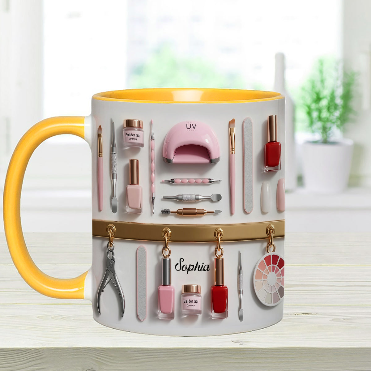 Nail Tech - Personalized Nail Salon Set Accent Mug with Acrylic Stirrers