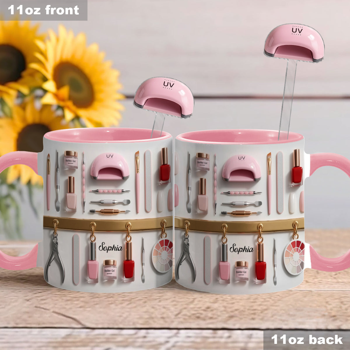 Nail Tech - Personalized Nail Salon Set Accent Mug with Acrylic Stirrers
