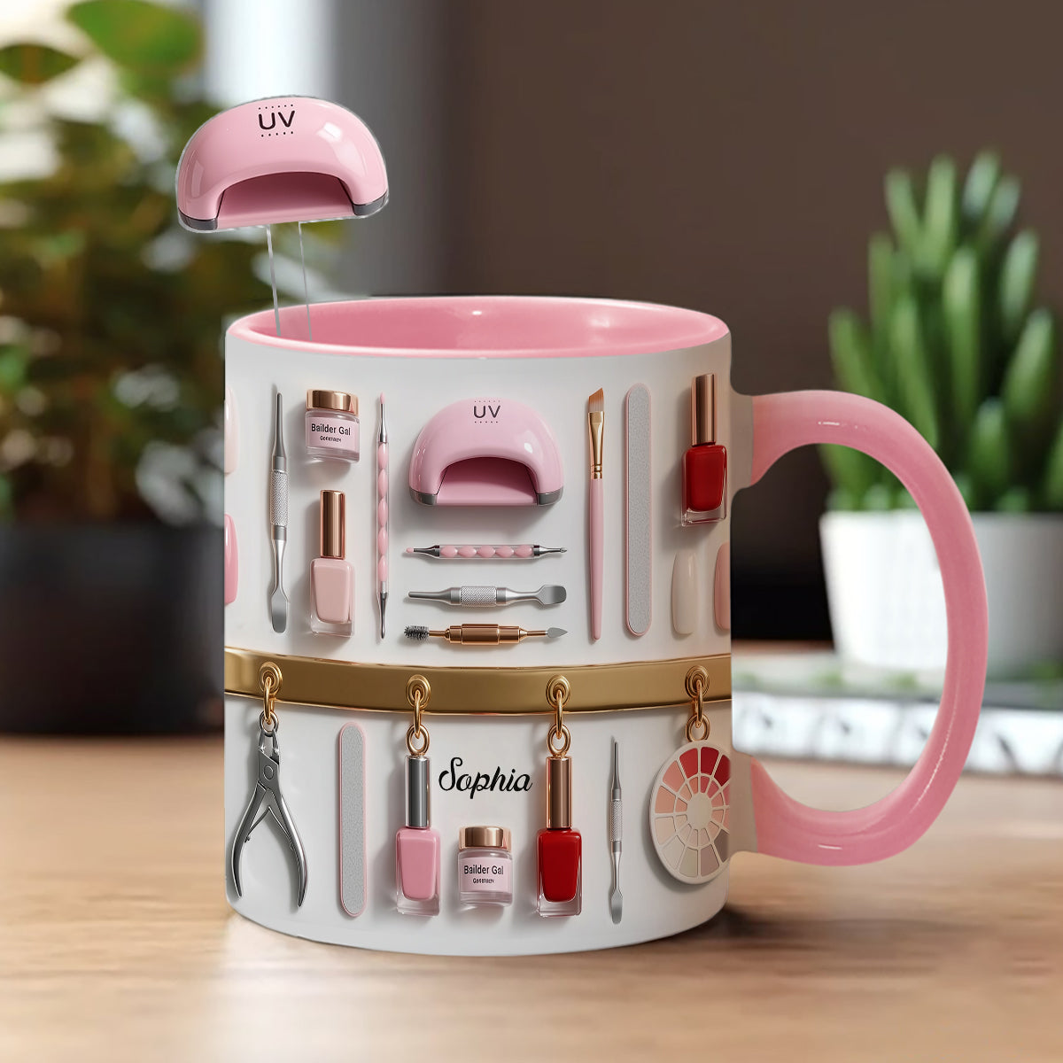Nail Tech - Personalized Nail Salon Set Accent Mug with Acrylic Stirrers