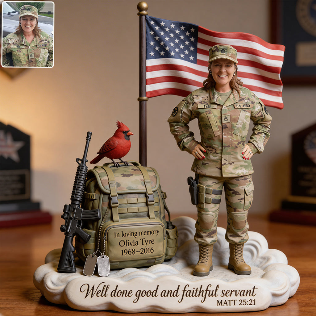 Military Tribute Memorial - Personalized Veteran Custom Shaped Acrylic Plaque