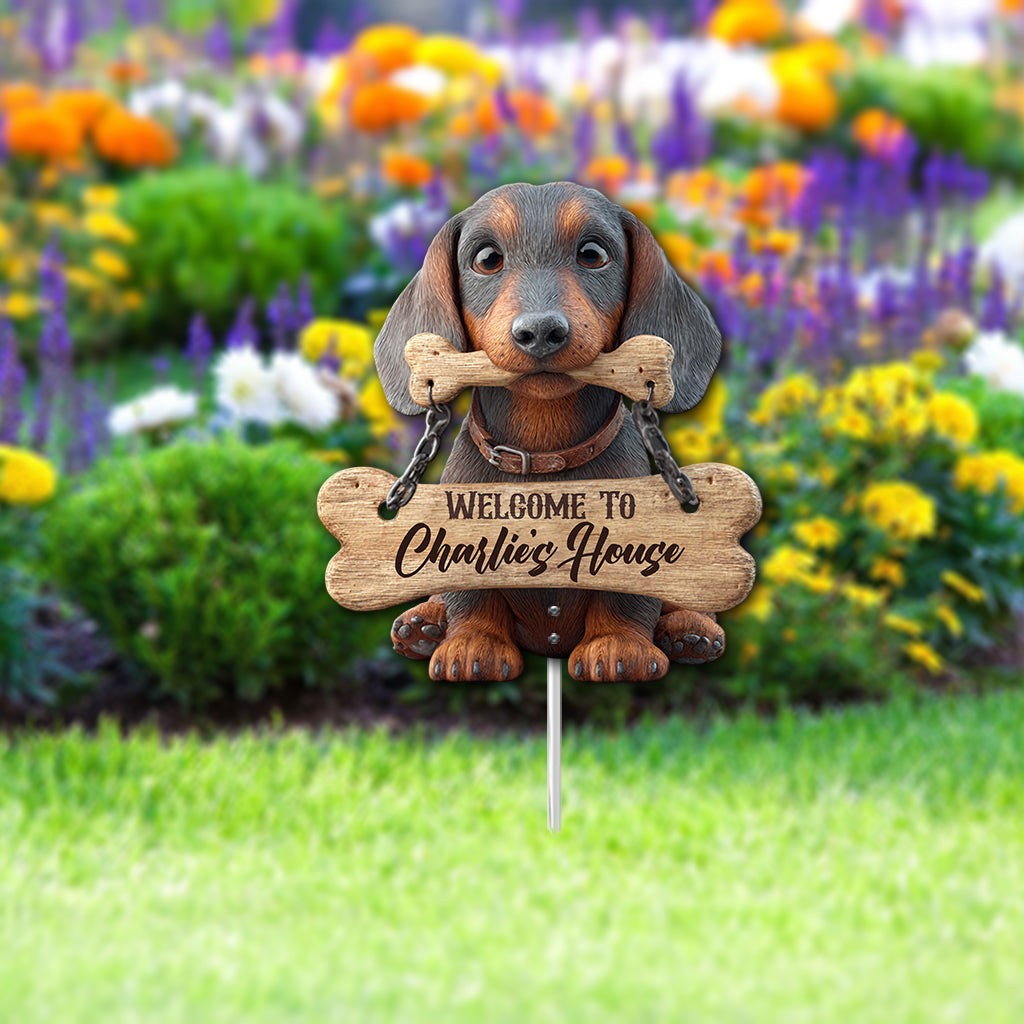 Welcome - Personalized Dachshund Metal Garden Art