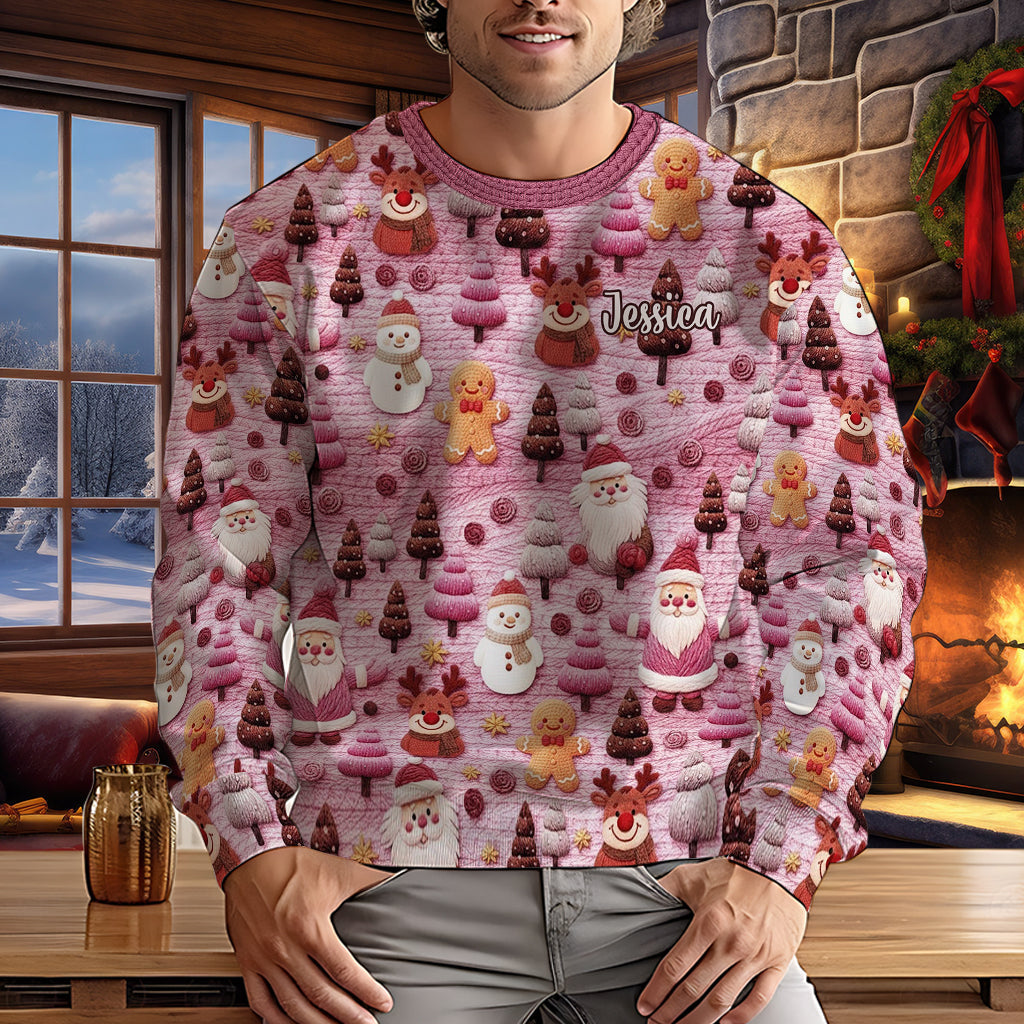 Merry Christmas Santa Cartoon Characters - Personalized Christmas Ugly Sweater