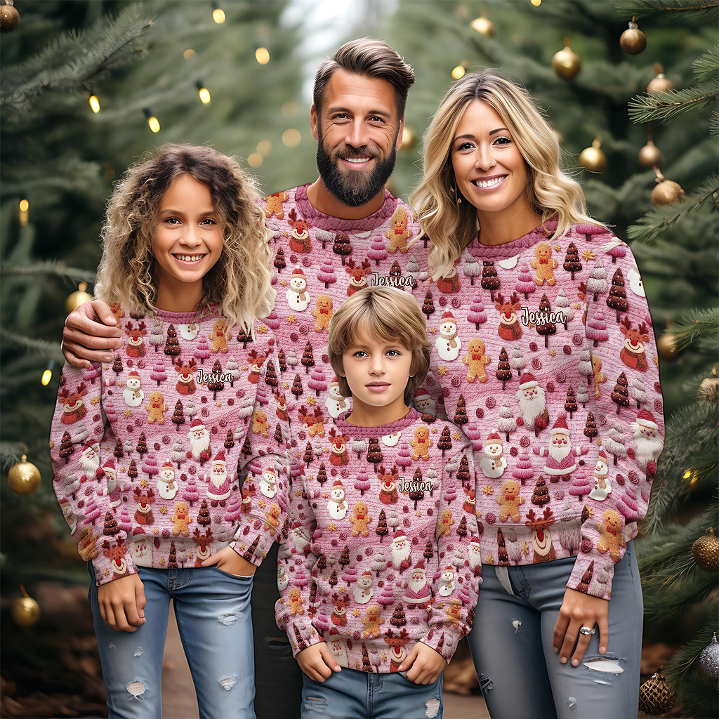Merry Christmas Santa Cartoon Characters - Personalized Christmas Ugly Sweater