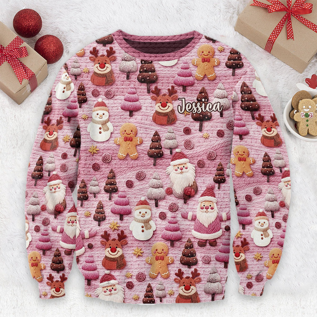 Merry Christmas Santa Cartoon Characters - Personalized Christmas Ugly Sweater