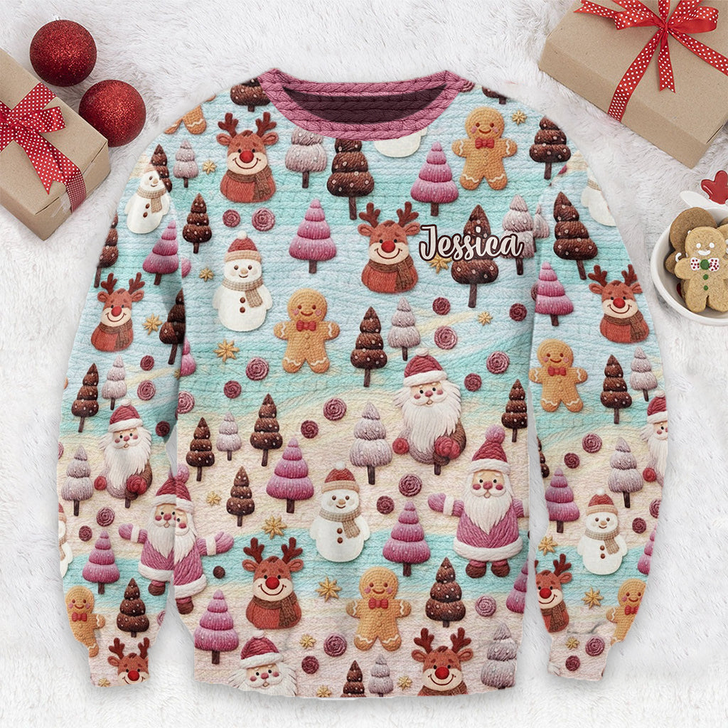 Merry Christmas Santa Cartoon Characters - Personalized Christmas Ugly Sweater