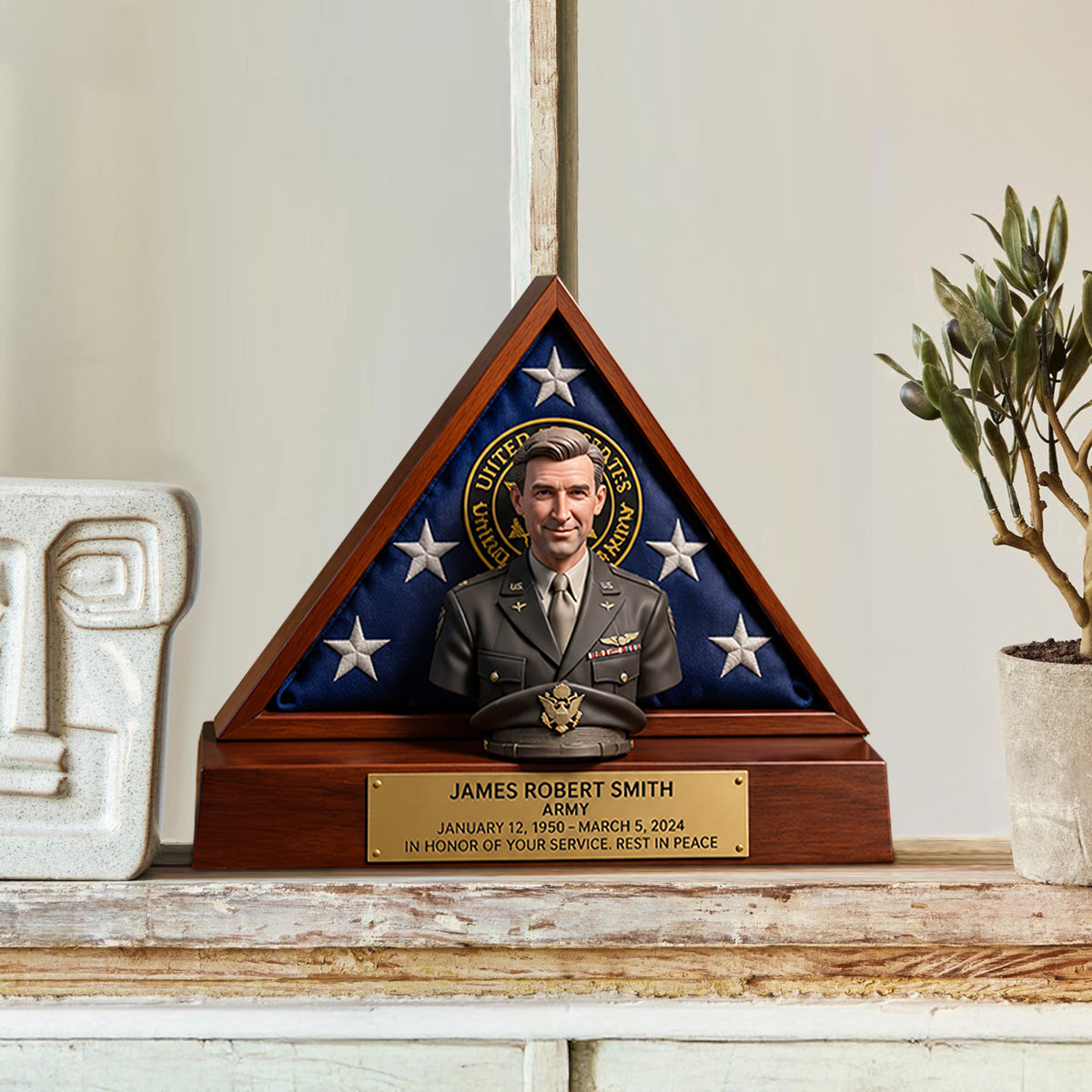 Old Photo Restroration, Memorial Veteran - Personalized Veteran Custom Shaped Wood Plaque