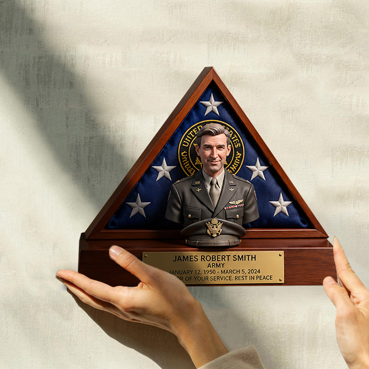 Old Photo Restroration, Memorial Veteran - Personalized Veteran Custom Shaped Wood Plaque