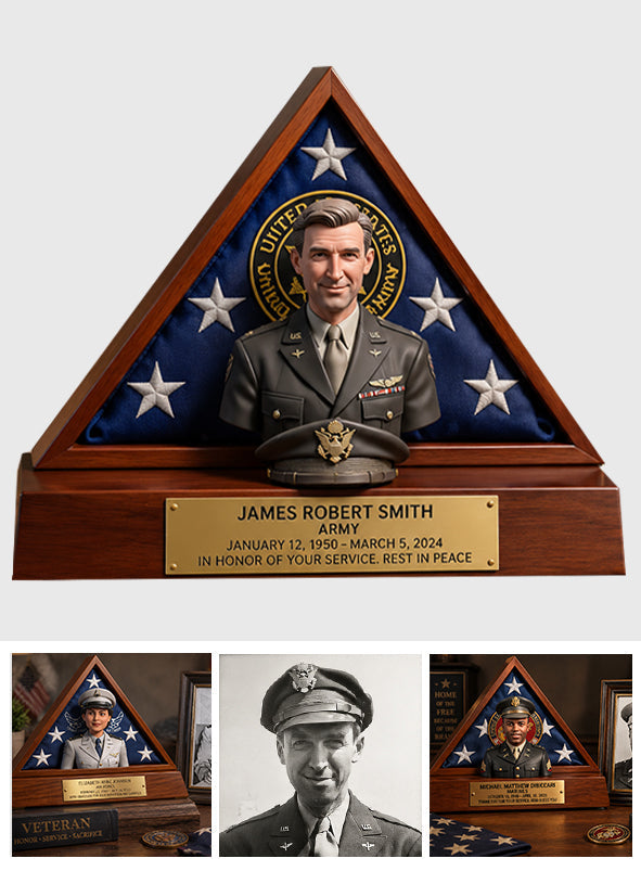 Old Photo Restroration, Memorial Veteran - Personalized Veteran Custom Shaped Wood Plaque