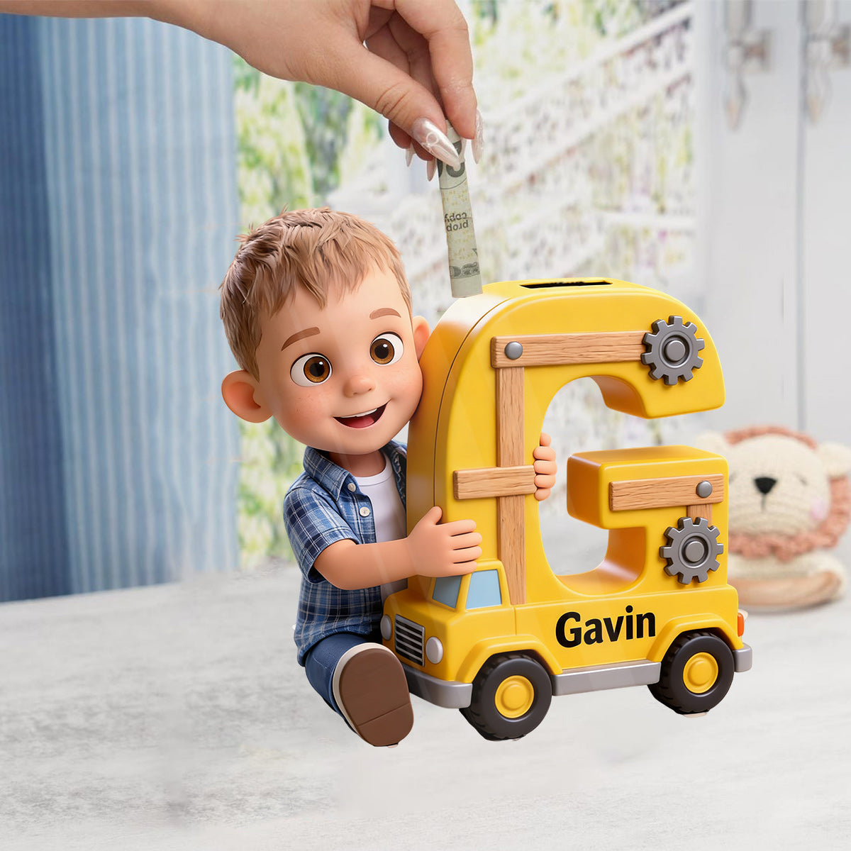 Saving Money - Personalized Kid Wooden Piggy Bank
