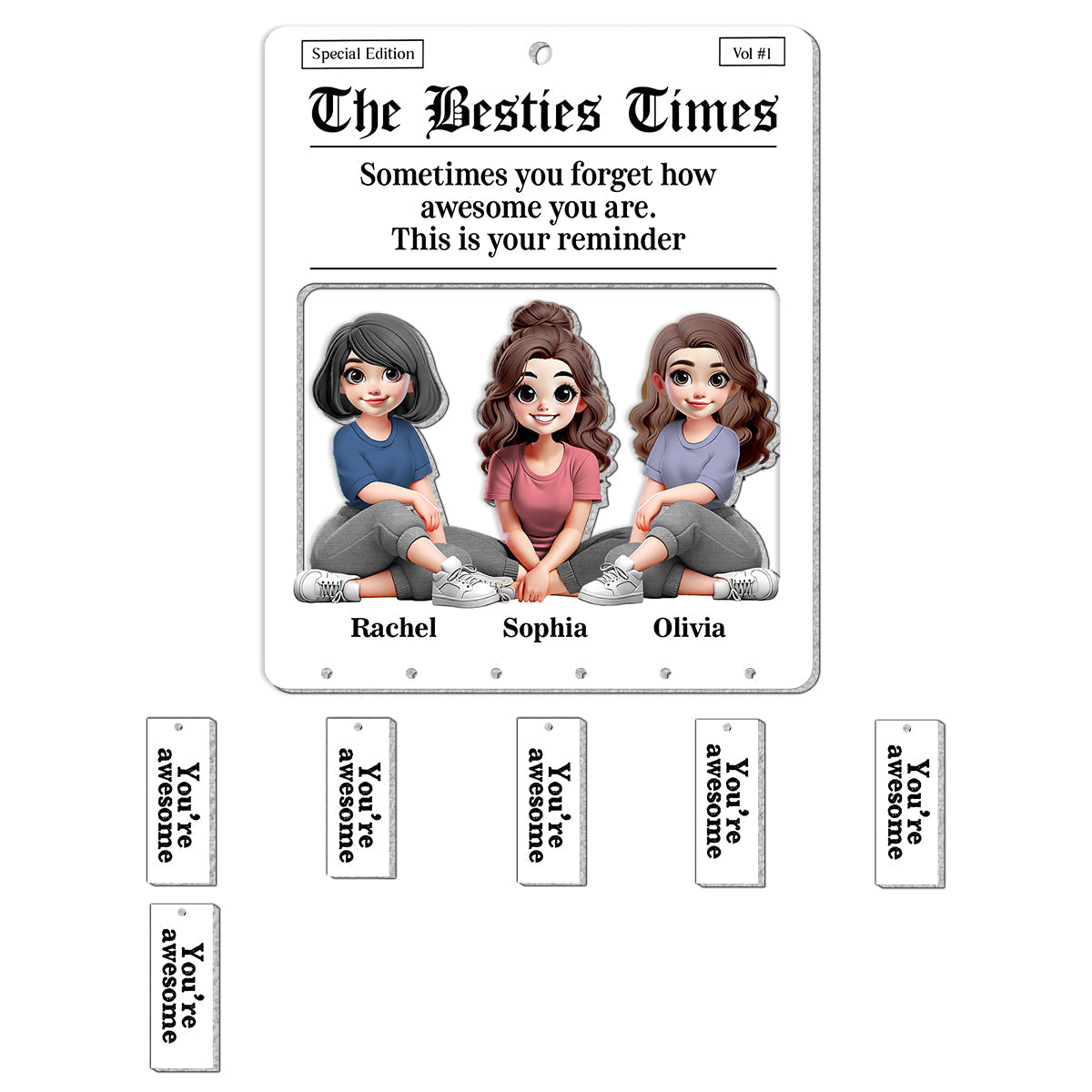 Tear-off Tabs Flyer - Personalized Bestie Ornament With Charm