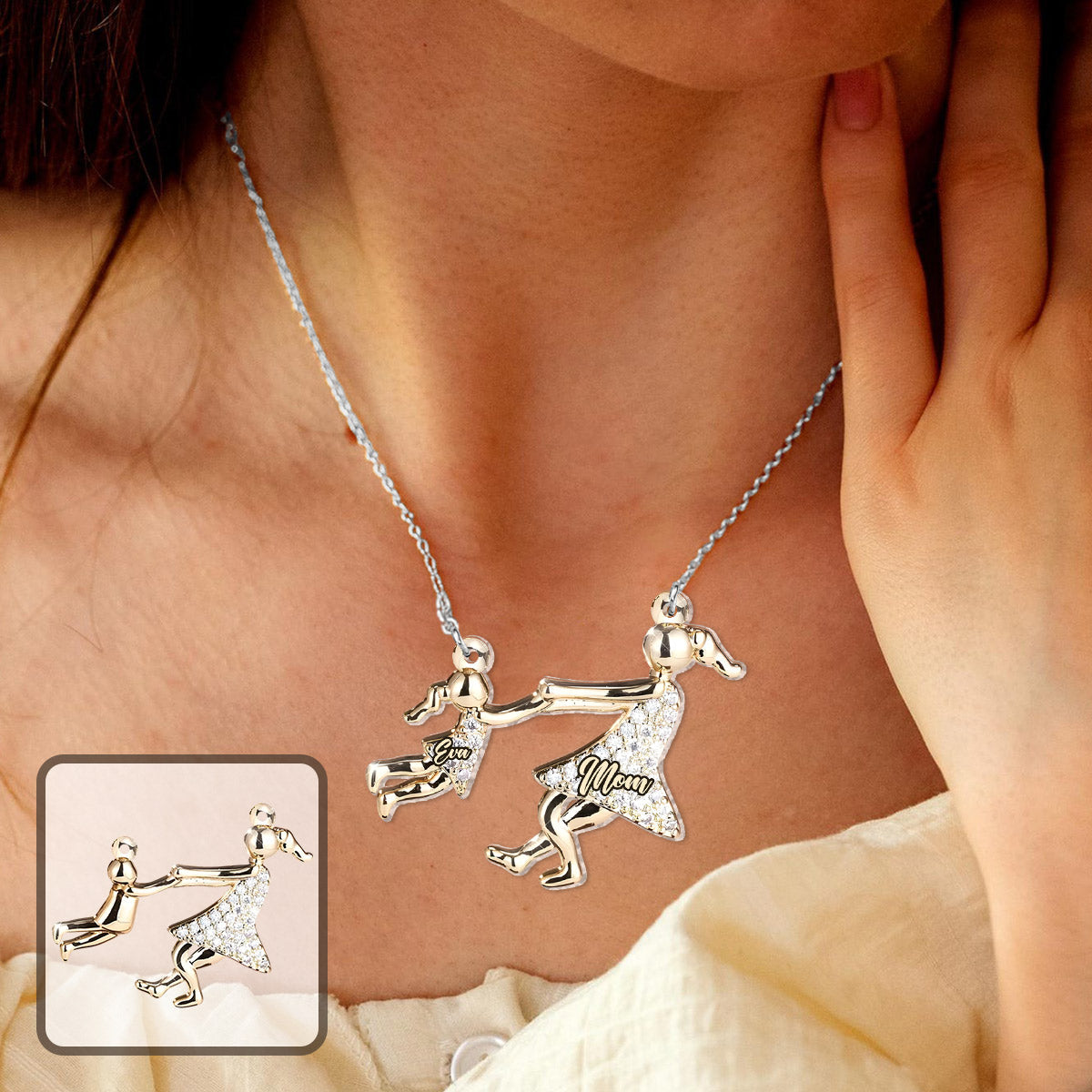 The Love Between Mother And Her Kid - Personalized Daughter Custom Shaped Pendant Necklace