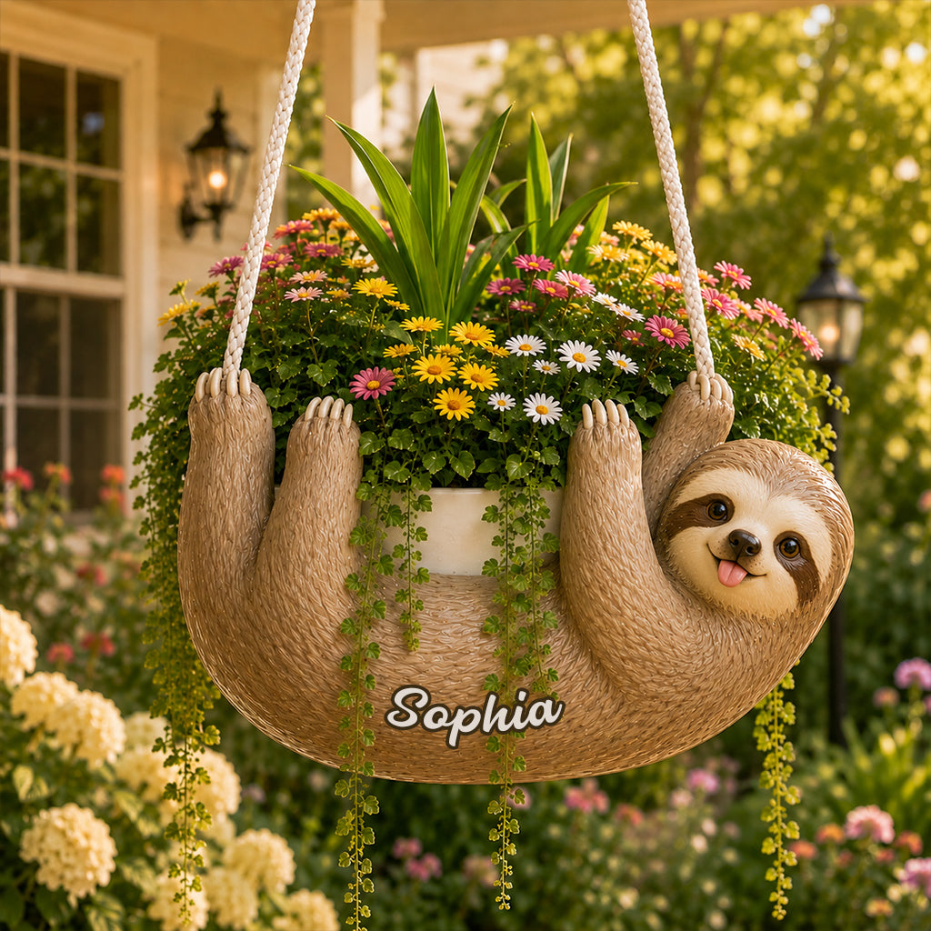 Sloth Lovers Gift Idea - Personalized Sloth Hanging Pot