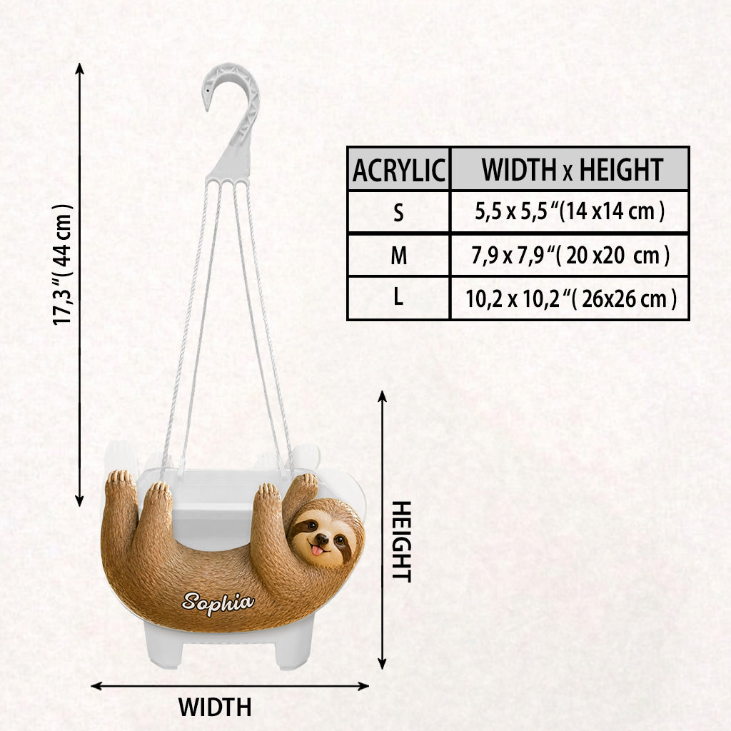 Sloth Lovers Gift Idea - Personalized Sloth Hanging Pot