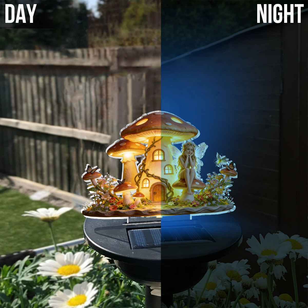 Mushroom Fairy House, Fairy Garden - Personalized Mushroom Garden Solar Light