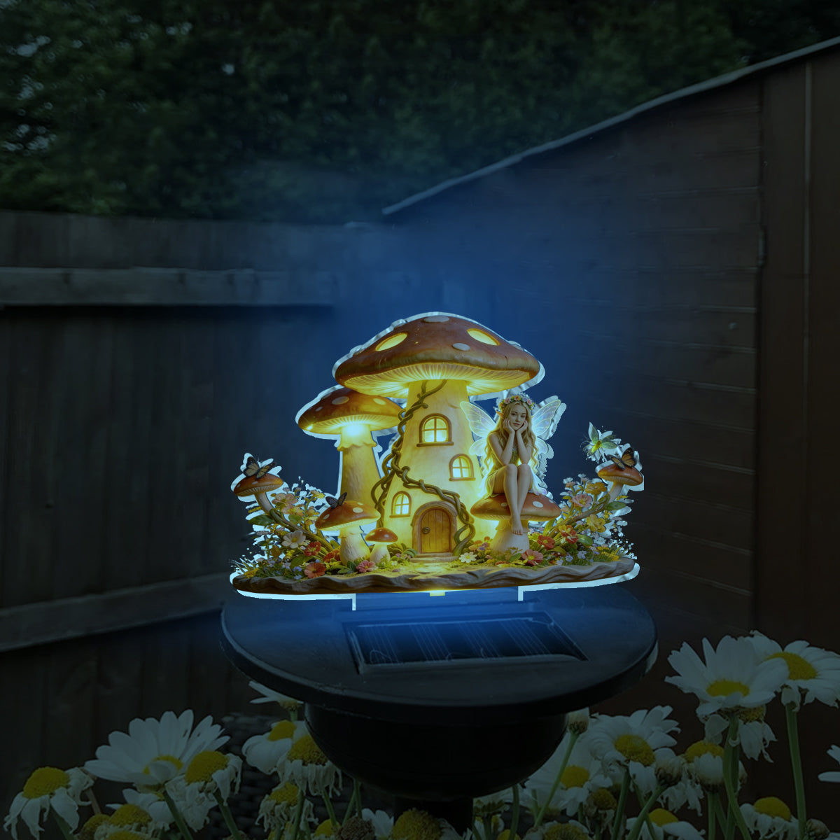 Mushroom Fairy House, Fairy Garden - Personalized Mushroom Garden Solar Light