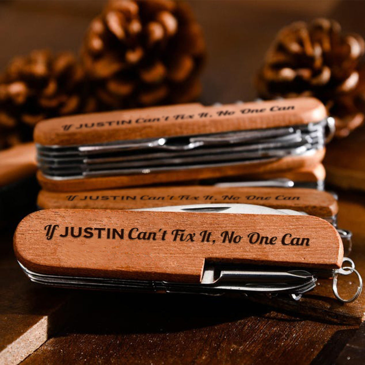 Perfect Gift For Him - Personalized Mechanic Pocket Knife - 8 Function Multi-Tool