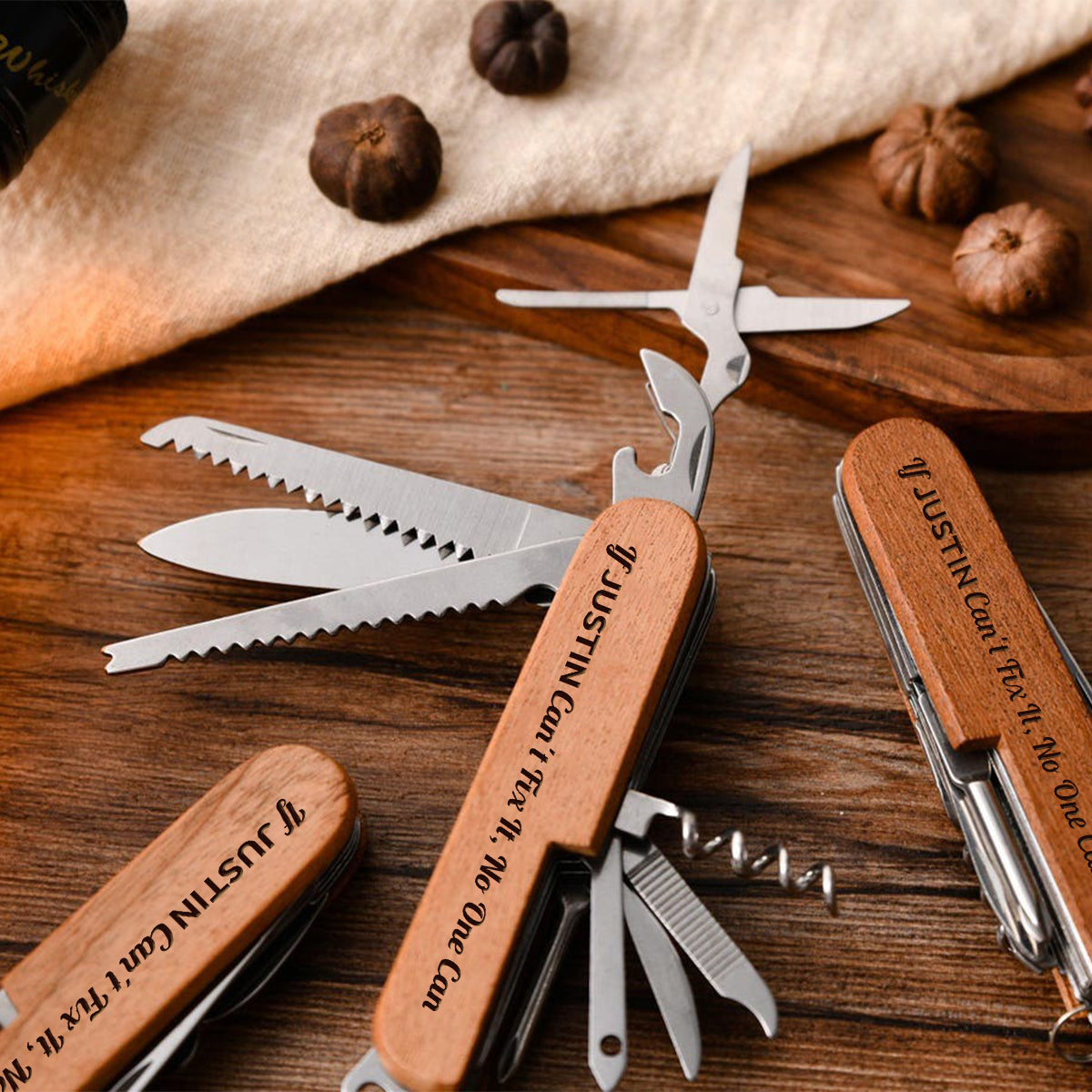 Perfect Gift For Him - Personalized Mechanic Pocket Knife - 8 Function Multi-Tool