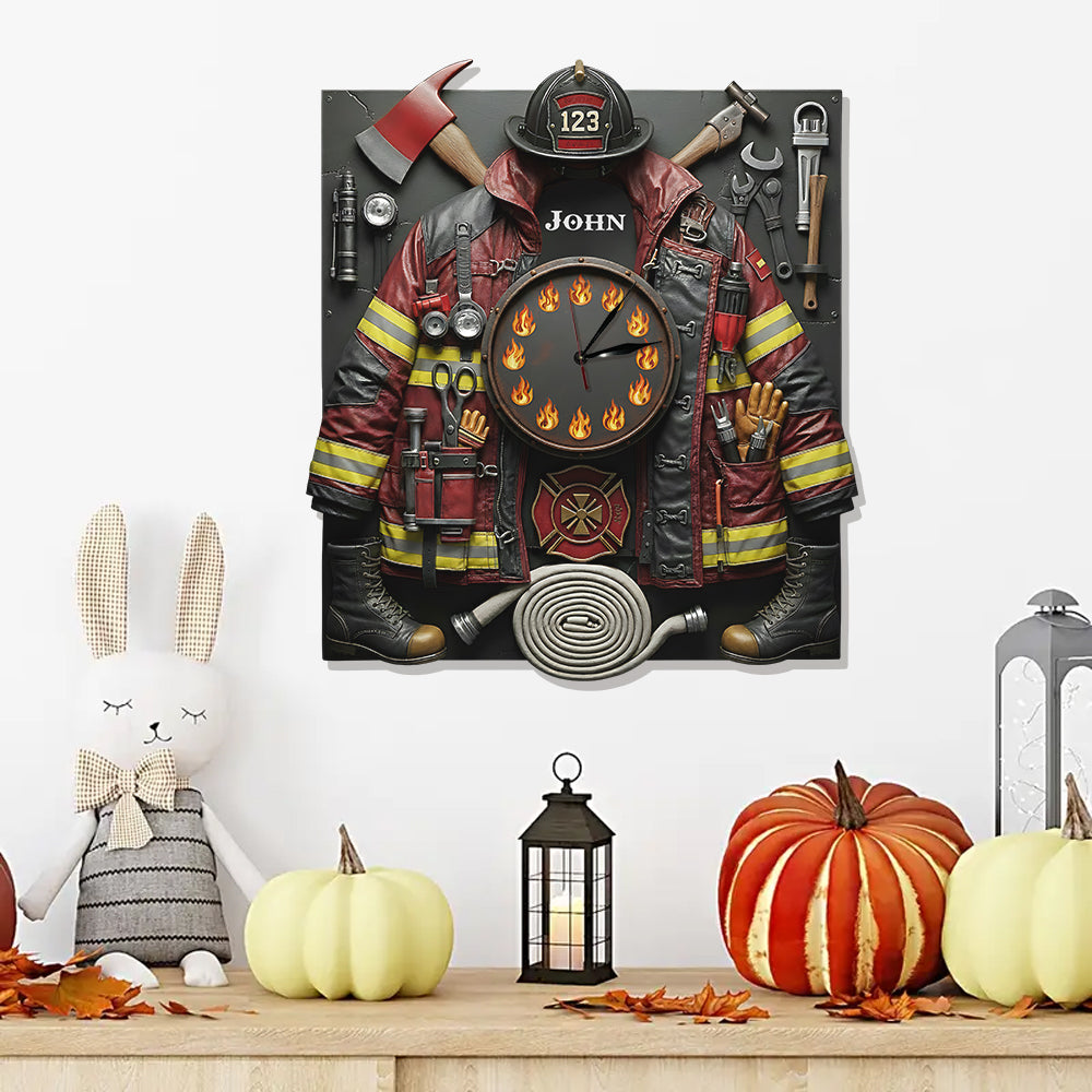 Strong Firefighter - Personalized Firefighter LED Light Wall Clock
