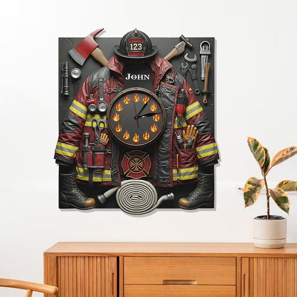 Strong Firefighter - Personalized Firefighter LED Light Wall Clock