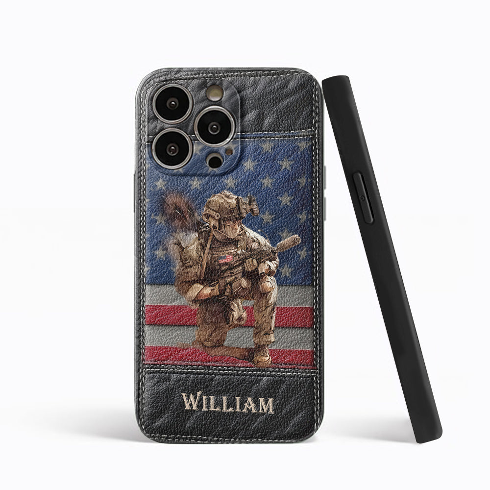 Military Art - Personalized Veteran Leather Phone Case