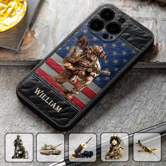 Military Art - Personalized Veteran Leather Phone Case
