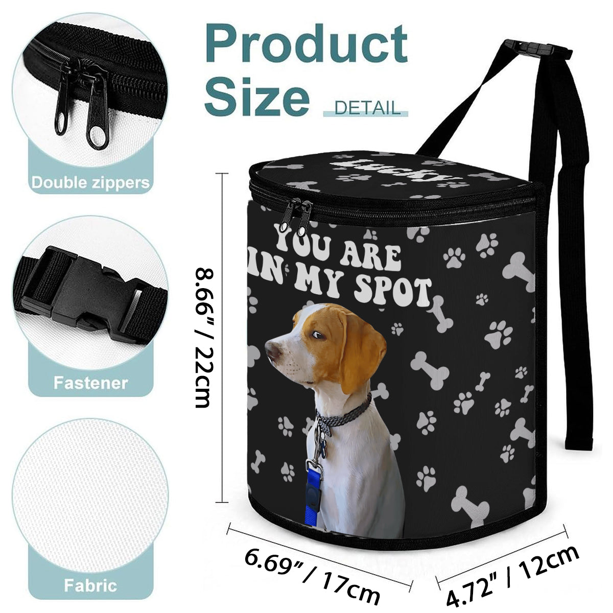 You're In My Spot - Personalized Dog Portable Car Trash Can/ Organizer