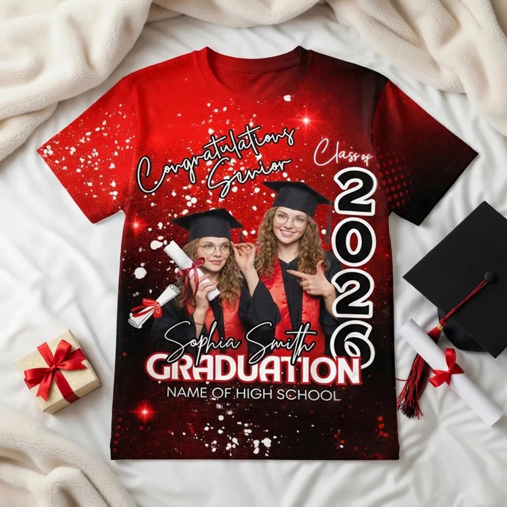 Personalized Graduation Photo Classic Tee for Seniors - Custom Congrats Design, Unique Gift for the Grad