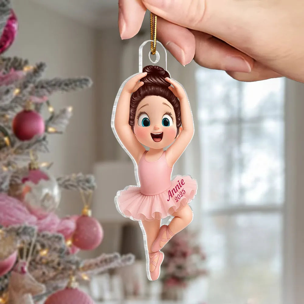 Ballet Girl Acrylic Ornament in Cute Cartoon Style for Christmas Tree Decoration, Warm Ambiance, Perfect Gift for Kids or Friends
