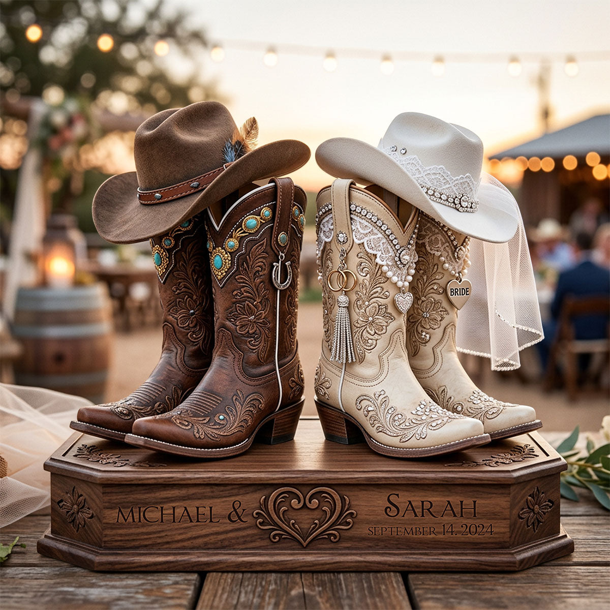 Couple Cowboy - Personalized Couple Custom Shaped Wood Plaque