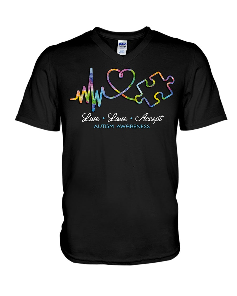 Live Love Accept - Autism Awareness T-shirt and Hoodie 0921
